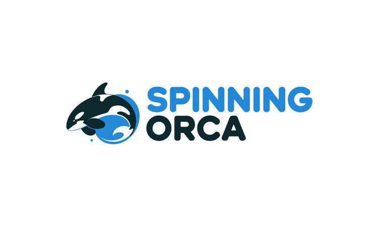 YetiDomains SpinningOrca.com domain name logo featuring a sleek orca whale graphic on a modern background.