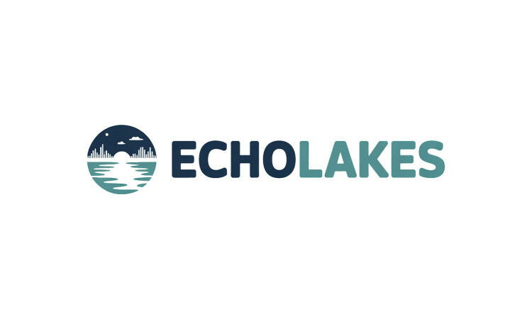 YetiDomains logo for EchoLakes.com domain name featuring a modern design with blue and white colors.