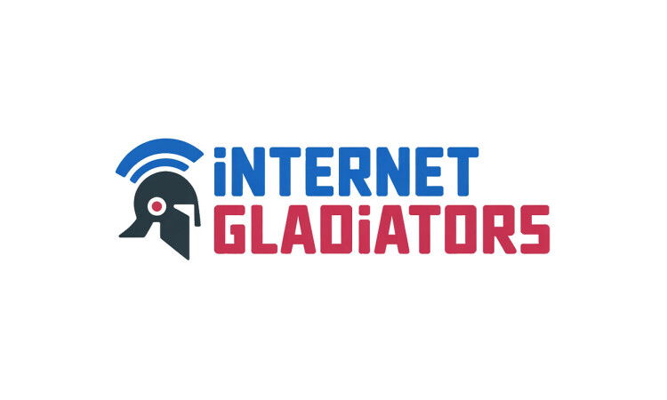 InternetGladiators.com domain name logo with YetiDomains branding, featuring a modern design and digital theme.