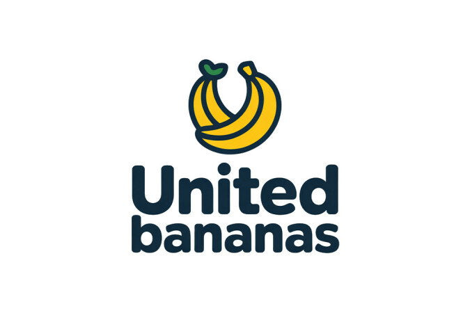 YetiDomains UnitedBananas.com domain name logo featuring a stylized banana graphic and modern text design.