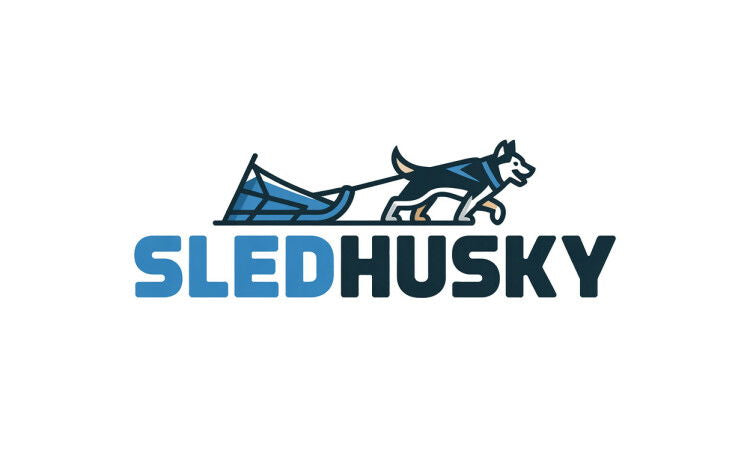 YetiDomains logo featuring SledHusky.com domain name with a sleek design and modern font.