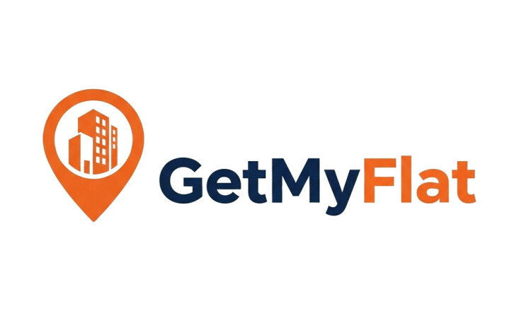 YetiDomains GetMyFlat.com domain name logo featuring a modern design with the text GetMyFlat.com.