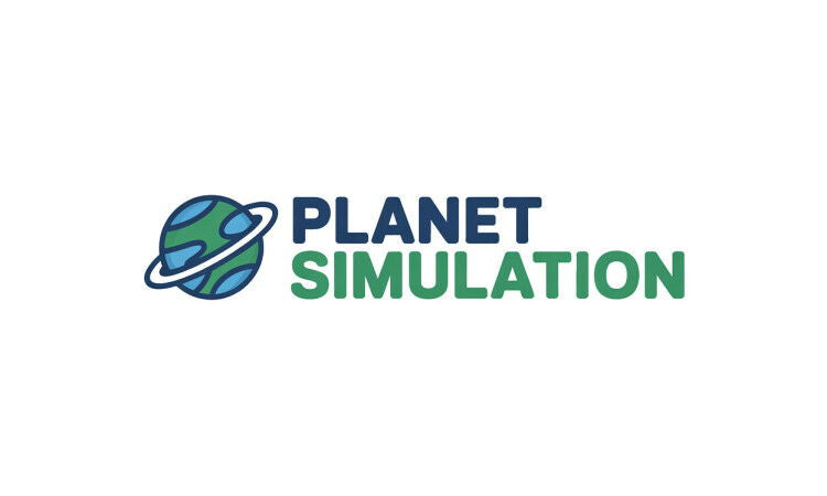 PlanetSimulation.com domain name logo featuring a celestial-themed design with planets, representing YetiDomains' web address.