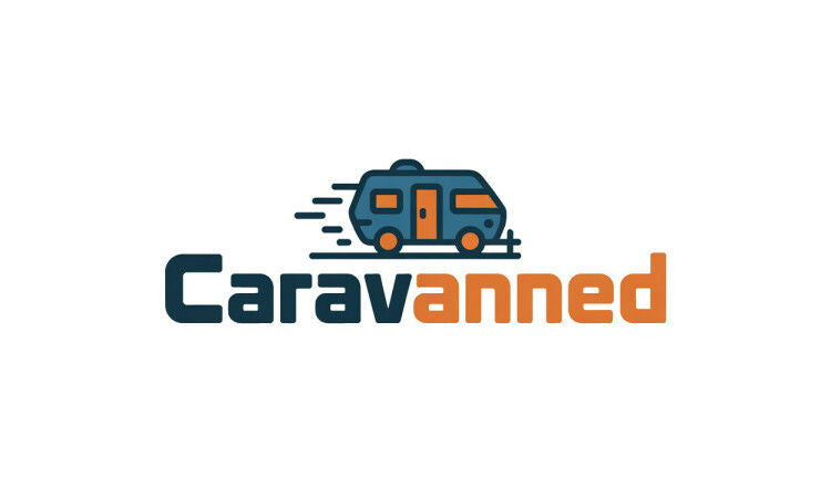 YetiDomains Caravanned.com domain name logo displayed on a white background with a modern design.