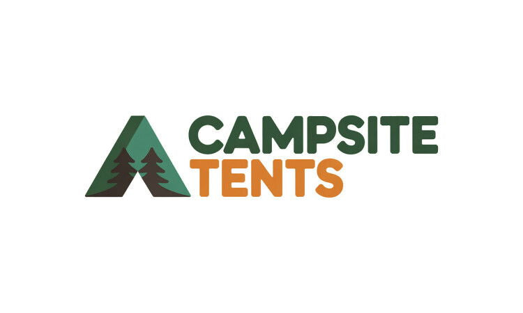 YetiDomains CampsiteTents.com logo with a camping tent illustration and the brand name on a clean background.
