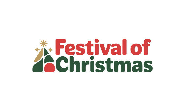 YetiDomains FestivalOfChristmas.com domain name logo with festive holiday-themed design and text.