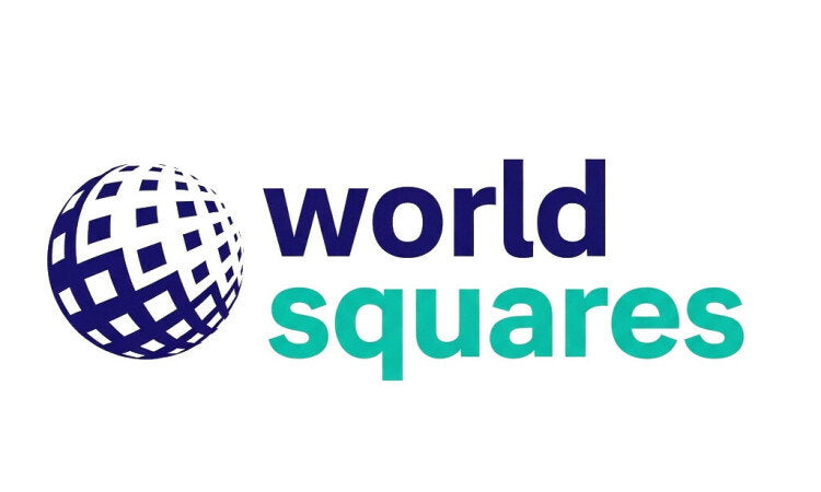 YetiDomains WorldSquares.com domain name logo with stylized text and design elements on a white background.