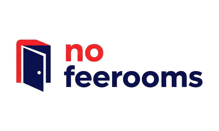 YetiDomains NoFeeRooms.com domain name logo with text and brand branding on a white background.