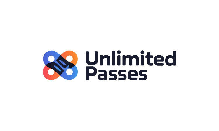 YetiDomains UnlimitedPasses.com domain name logo image featuring the brand's logo and website name on a white background.