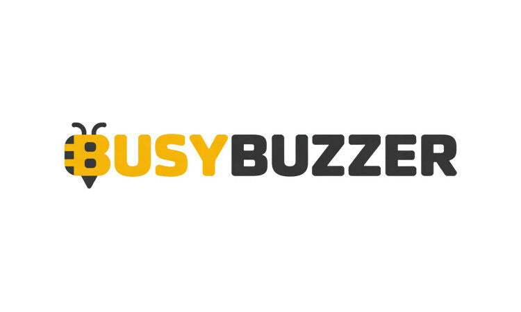 YetiDomains BusyBuzzer.com domain name logo featuring a modern design and branding elements.