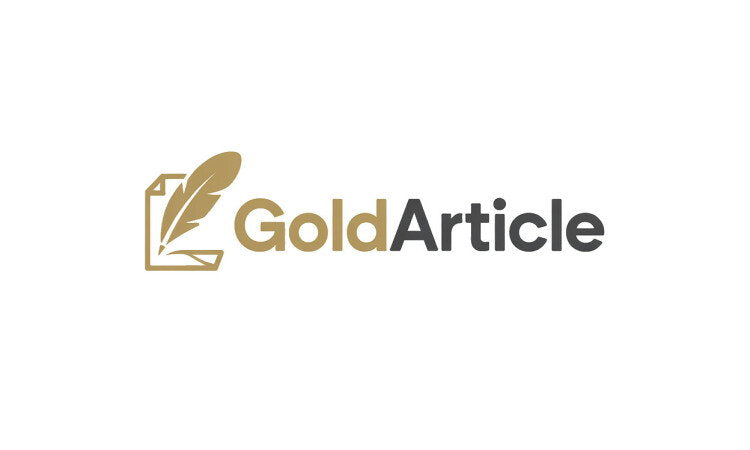 GoldArticle.com domain logo featuring the YetiDomains brand with a sleek gold design and modern font.