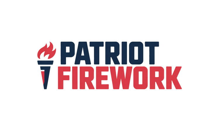 YetiDomains PatriotFirework.com domain name logo with patriotic firework design and bold text.