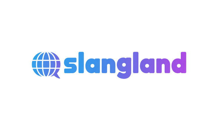 YetiDomains SlangLand.com domain name logo with stylized text and branding on a white background